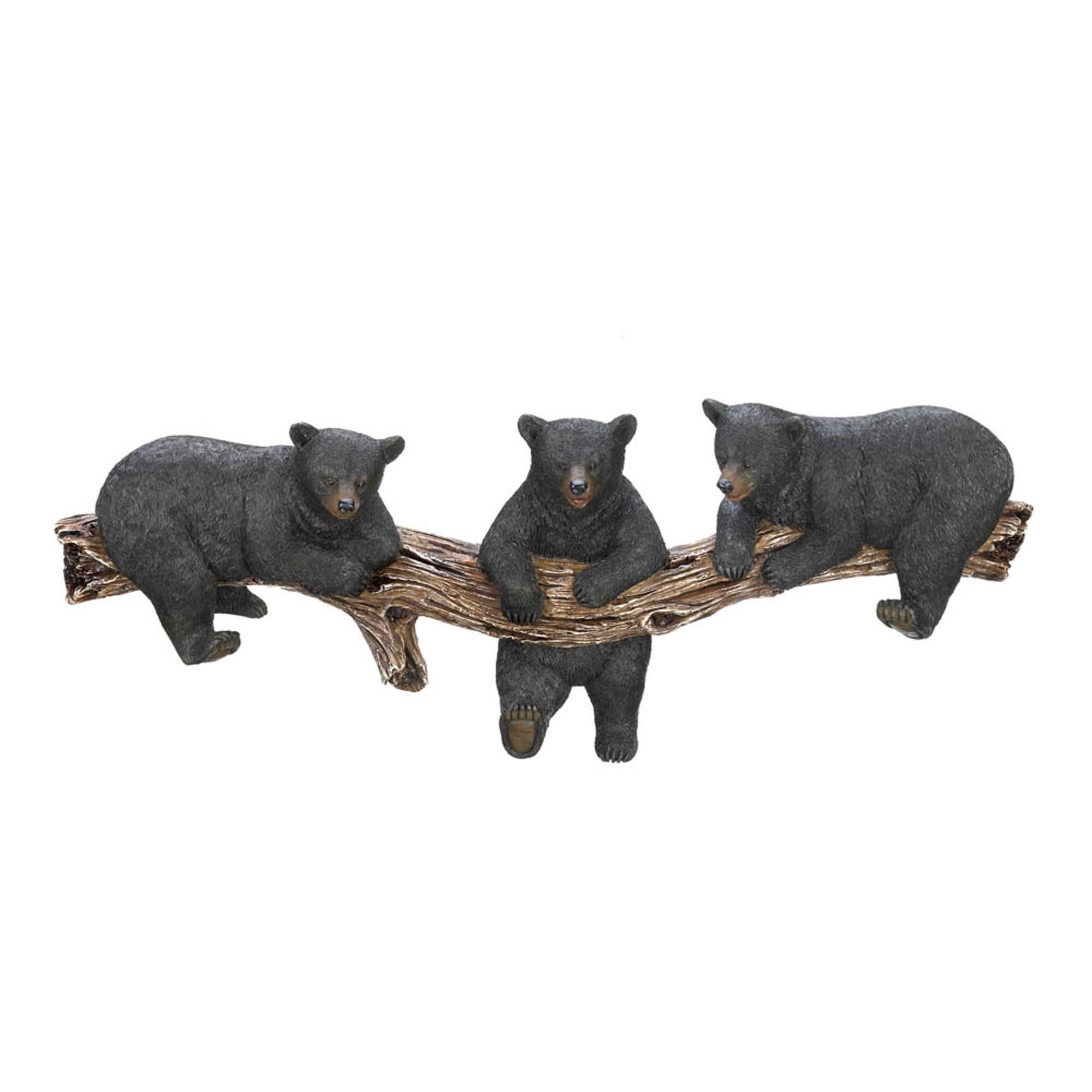 18.5" Black Bear Trio Hooks Wall Plaque